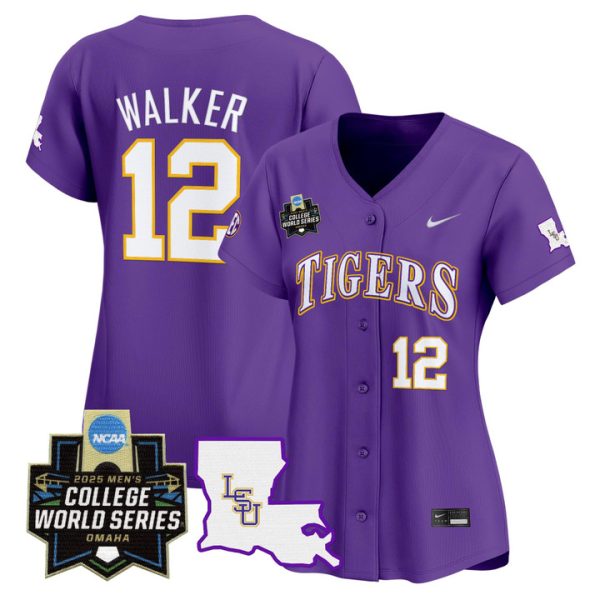 Women's LSU Tigers 2025 World Series Vapor Premier Limited Jersey Stitched Purple Todd Walker