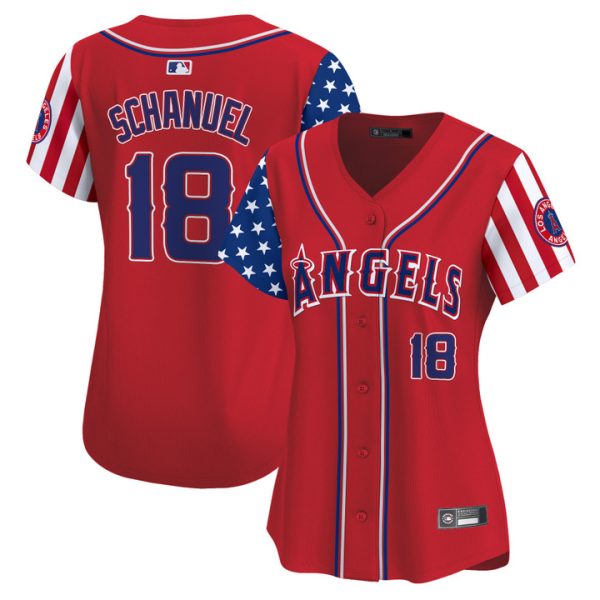 Women's Los Angeles Angels 2025 Independence Day Vapor Premier Limited Jersey Stitched Red Nolan Schanuel