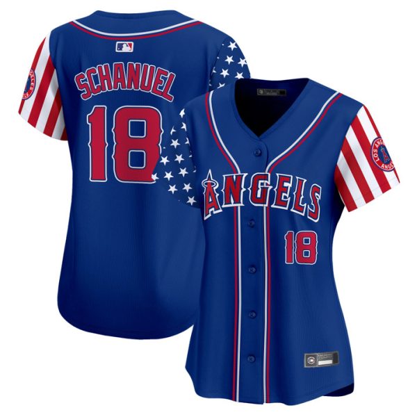 Women's Los Angeles Angels 2025 Independence Day Vapor Premier Limited Jersey Stitched Royal Nolan Schanuel