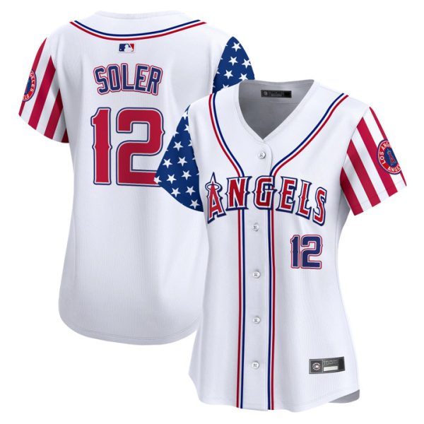 Women's Los Angeles Angels 2025 Independence Day Vapor Premier Limited Jersey Stitched White Jorge Soler