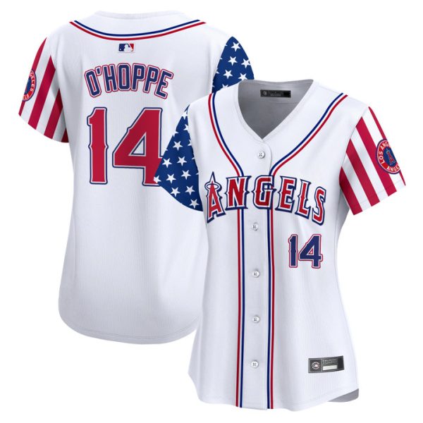 Women's Los Angeles Angels 2025 Independence Day Vapor Premier Limited Jersey Stitched White Logan O'Hoppe