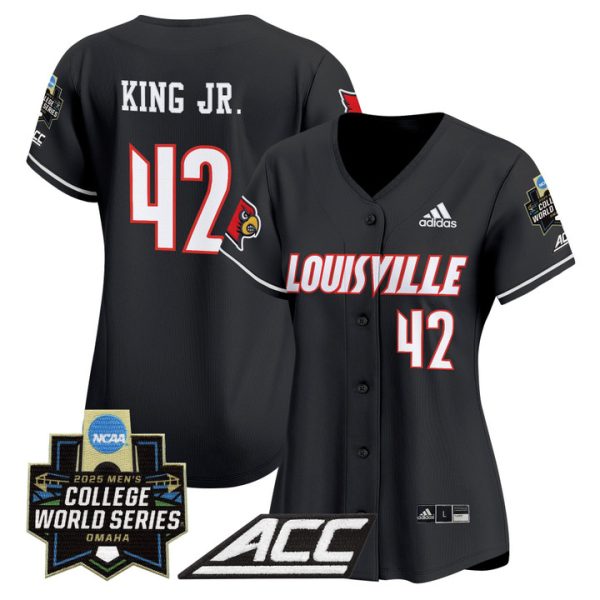 Women's Louisville Cardinals 2025 World Series Vapor Premier Limited Jersey Stitched Black Eddie King Jr.