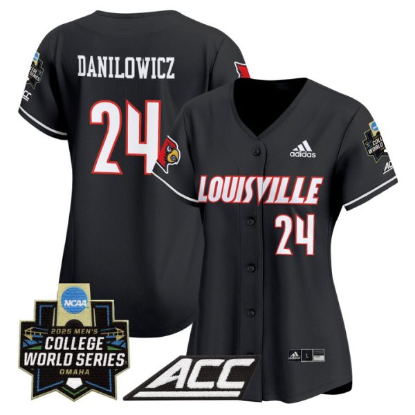 Women's Louisville Cardinals 2025 World Series Vapor Premier Limited Jersey Stitched Black Wyatt Danilowicz