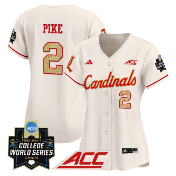 Women's Louisville Cardinals 2025 World Series Vapor Premier Limited Jersey Stitched Cream Garret Pike