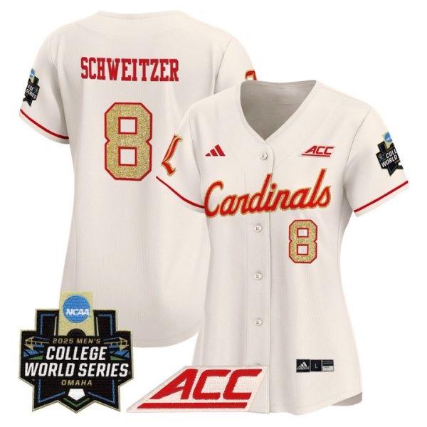 Women's Louisville Cardinals 2025 World Series Vapor Premier Limited Jersey Stitched Cream Jake Schweitzer
