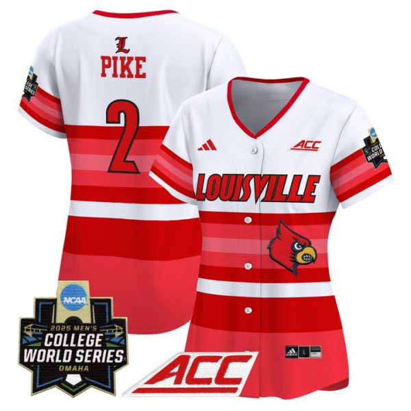 Women's Louisville Cardinals 2025 World Series Vapor Premier Limited Jersey Stitched Gradient Stripes Garret Pike