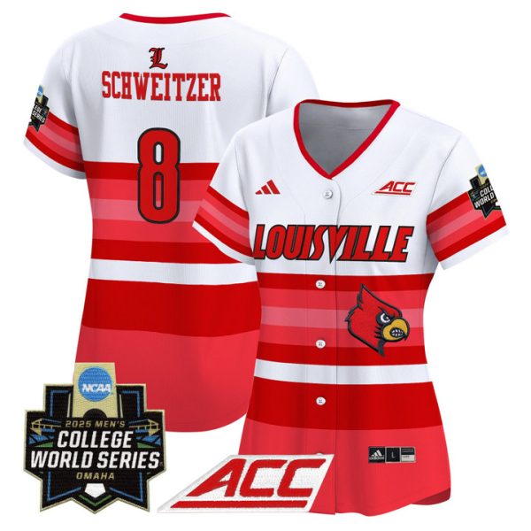 Women's Louisville Cardinals 2025 World Series Vapor Premier Limited Jersey Stitched Gradient Stripes Jake Schweitzer