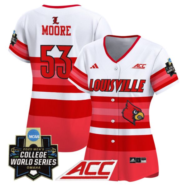 Women's Louisville Cardinals 2025 World Series Vapor Premier Limited Jersey Stitched Gradient Stripes Lucas Moore