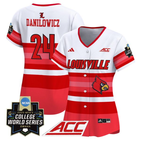 Women's Louisville Cardinals 2025 World Series Vapor Premier Limited Jersey Stitched Gradient Stripes Wyatt Danilowicz