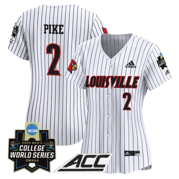 Women's Louisville Cardinals 2025 World Series Vapor Premier Limited Jersey Stitched Pinstripe Garret Pike