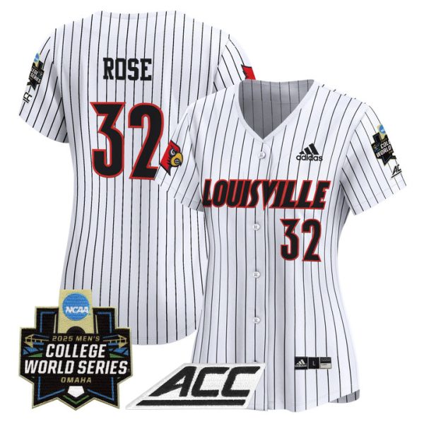 Women's Louisville Cardinals 2025 World Series Vapor Premier Limited Jersey Stitched Pinstripe Zion Rose
