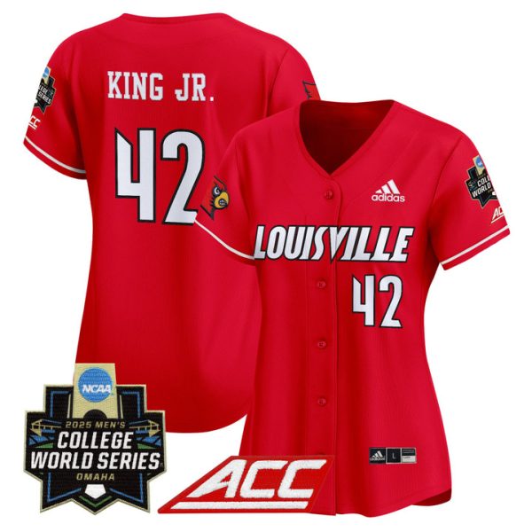 Women's Louisville Cardinals 2025 World Series Vapor Premier Limited Jersey Stitched Red Eddie King Jr.
