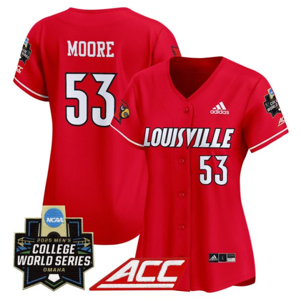 Women's Louisville Cardinals 2025 World Series Vapor Premier Limited Jersey Stitched Red Lucas Moore