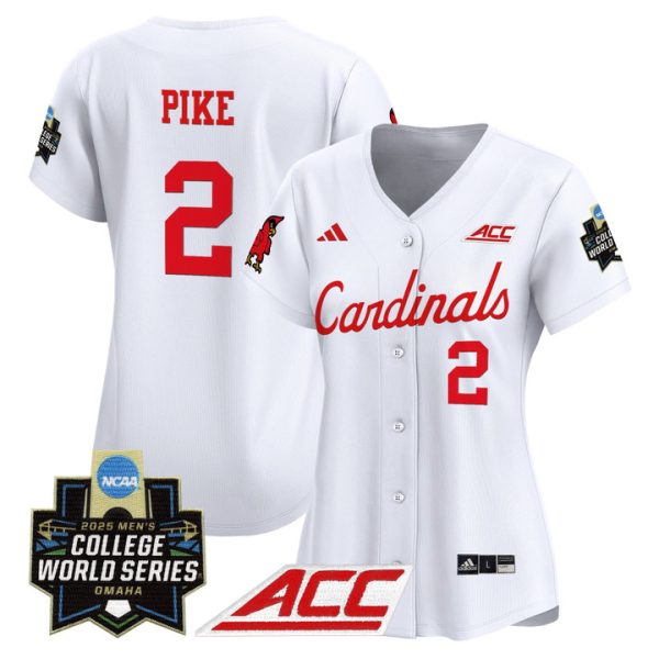 Women's Louisville Cardinals 2025 World Series Vapor Premier Limited Jersey Stitched White Garret Pike