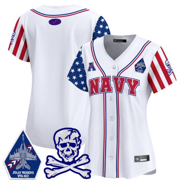 Women's Navy Midshipmen 2025 Independence Day Vapor Premier Limited Jersey Stitched White Team