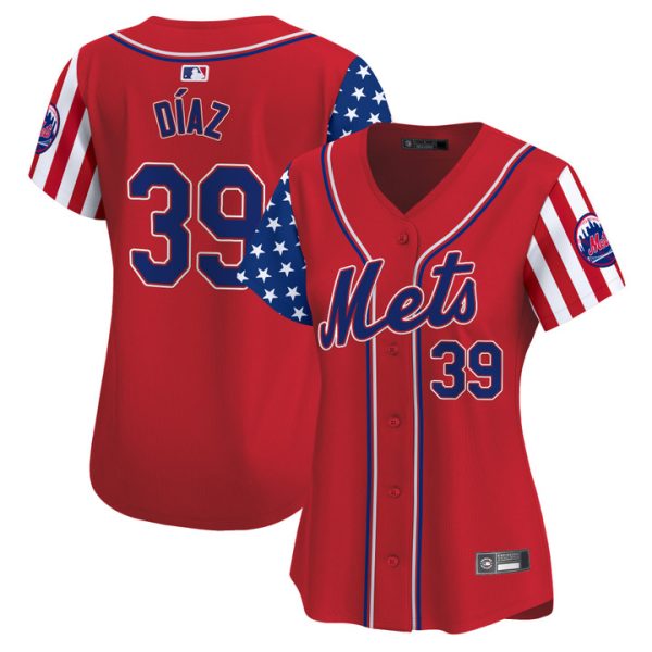 Women's New York Mets 2025 Independence Day Vapor Premier Limited Jersey Red Edwin Diaz