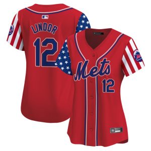 Women's New York Mets 2025 Independence Day Vapor Premier Limited Jersey Red Francisco Lindor