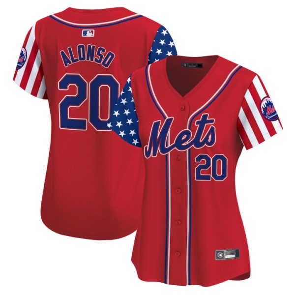 Women's New York Mets 2025 Independence Day Vapor Premier Limited Jersey Red Pete Alonso