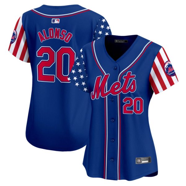 Women's New York Mets 2025 Independence Day Vapor Premier Limited Jersey Royal Pete Alonso
