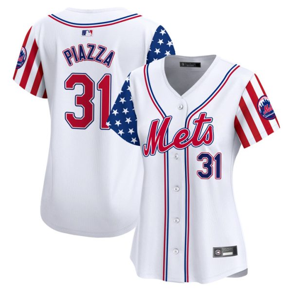 Women's New York Mets 2025 Independence Day Vapor Premier Limited Jersey White Mike Piazza
