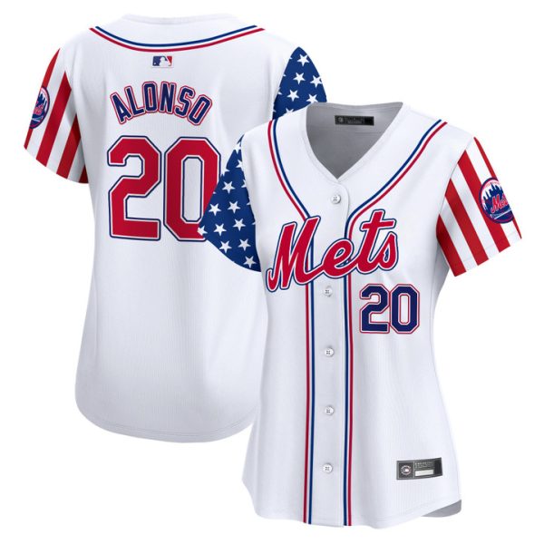 Women's New York Mets 2025 Independence Day Vapor Premier Limited Jersey White Pete Alonso