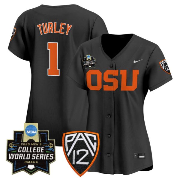 Women's Oregon State Beavers 2025 World Series Vapor Premier Limited Jersey Stitched Black Gavin Turley