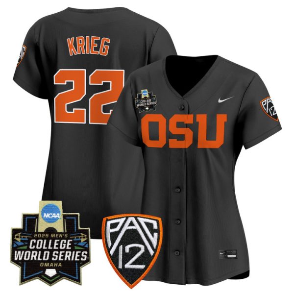 Women's Oregon State Beavers 2025 World Series Vapor Premier Limited Jersey Stitched Black Jacob Krieg