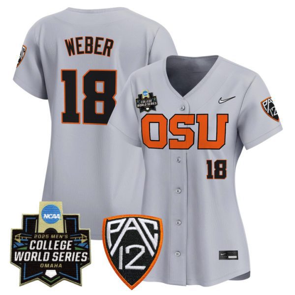 Women's Oregon State Beavers 2025 World Series Vapor Premier Limited Jersey Stitched Gray Wilson Weber
