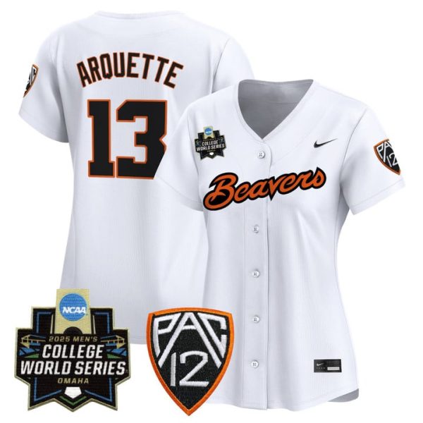 Women's Oregon State Beavers 2025 World Series Vapor Premier Limited Jersey Stitched White Aiva Arquette