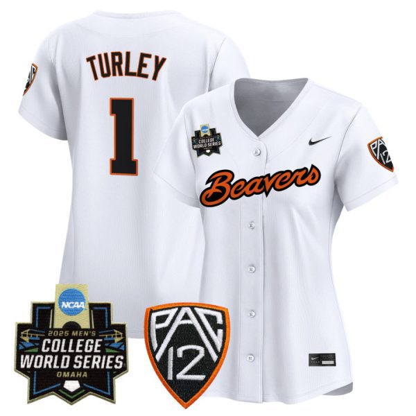 Women's Oregon State Beavers 2025 World Series Vapor Premier Limited Jersey Stitched White Gavin Turley