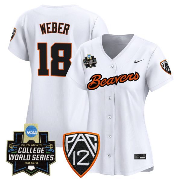 Women's Oregon State Beavers 2025 World Series Vapor Premier Limited Jersey Stitched White Wilson Weber