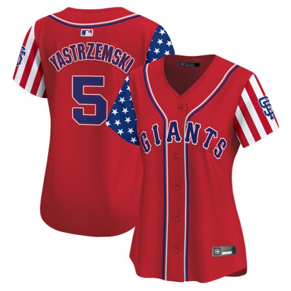 Women's San Francisco Giants 2025 Independence Day Vapor Premier Limited Jersey Stitched Red Mike Yastrzemski