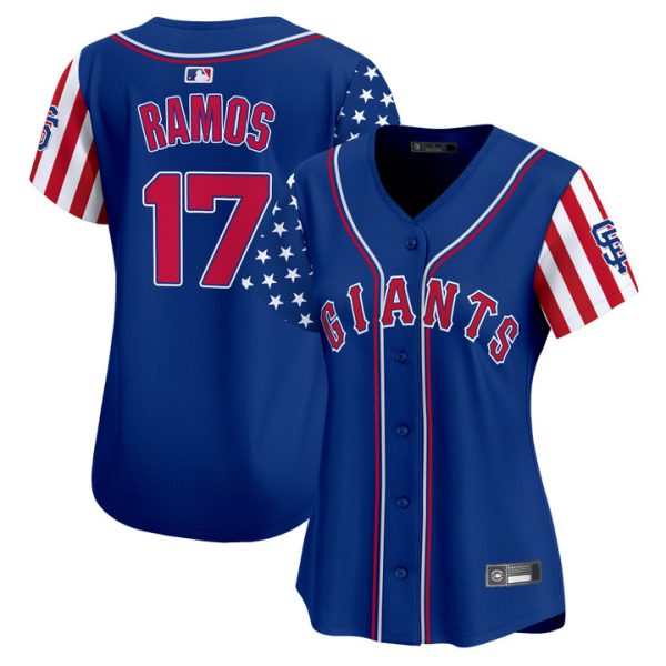 Women's San Francisco Giants 2025 Independence Day Vapor Premier Limited Jersey Stitched Royal Heliot Ramos