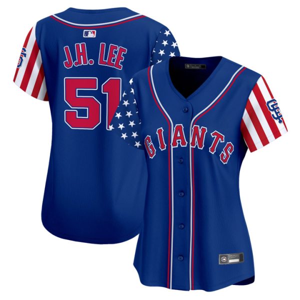 Women's San Francisco Giants 2025 Independence Day Vapor Premier Limited Jersey Stitched Royal Jung Hoo Lee