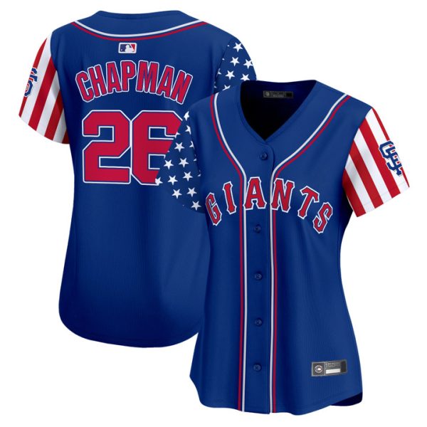 Women's San Francisco Giants 2025 Independence Day Vapor Premier Limited Jersey Stitched Royal Matt Chapman