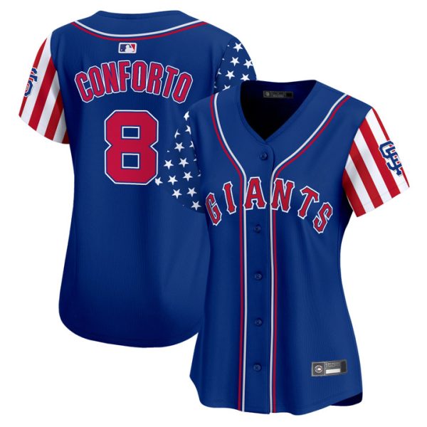 Women's San Francisco Giants 2025 Independence Day Vapor Premier Limited Jersey Stitched Royal Michael Conforto