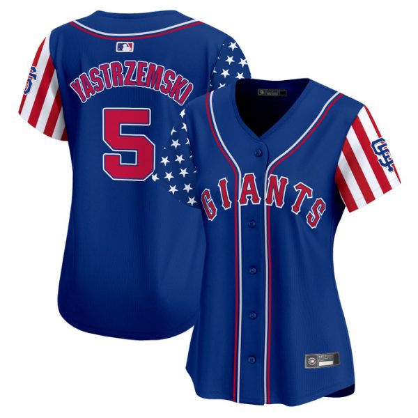 Women's San Francisco Giants 2025 Independence Day Vapor Premier Limited Jersey Stitched Royal Mike Yastrzemski