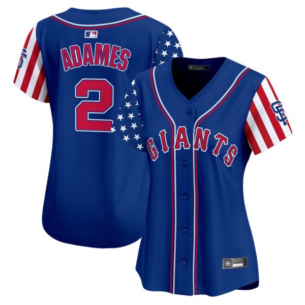 Women's San Francisco Giants 2025 Independence Day Vapor Premier Limited Jersey Stitched Royal Willy Adames