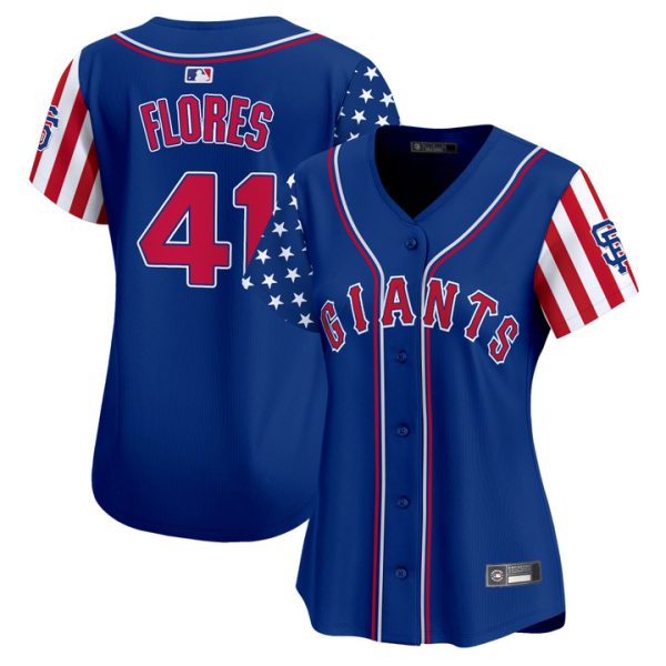 Women's San Francisco Giants 2025 Independence Day Vapor Premier Limited Jersey Stitched Royal Wilmer Flores