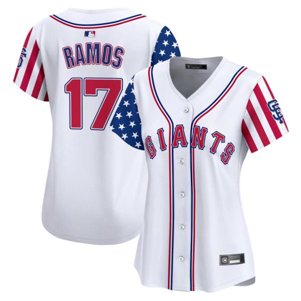 Women's San Francisco Giants 2025 Independence Day Vapor Premier Limited Jersey Stitched White Heliot Ramos