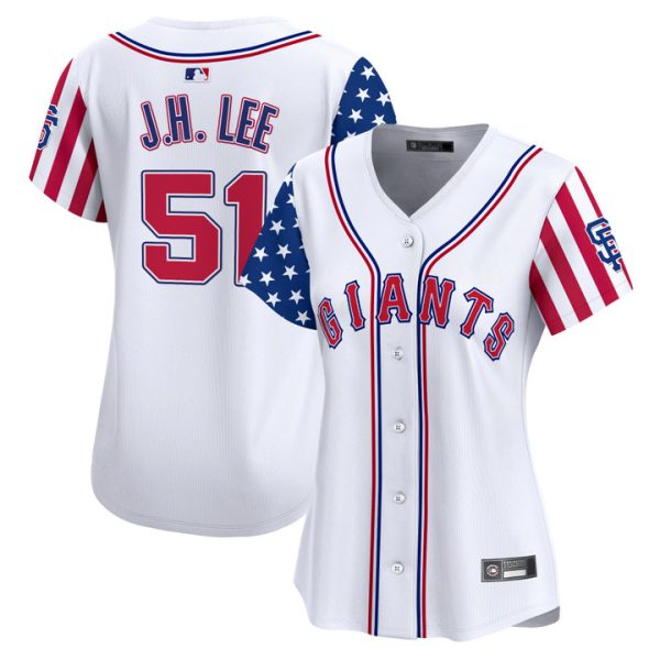 Women's San Francisco Giants 2025 Independence Day Vapor Premier Limited Jersey Stitched White Jung Hoo Lee