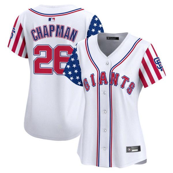 Women's San Francisco Giants 2025 Independence Day Vapor Premier Limited Jersey Stitched White Matt Chapman