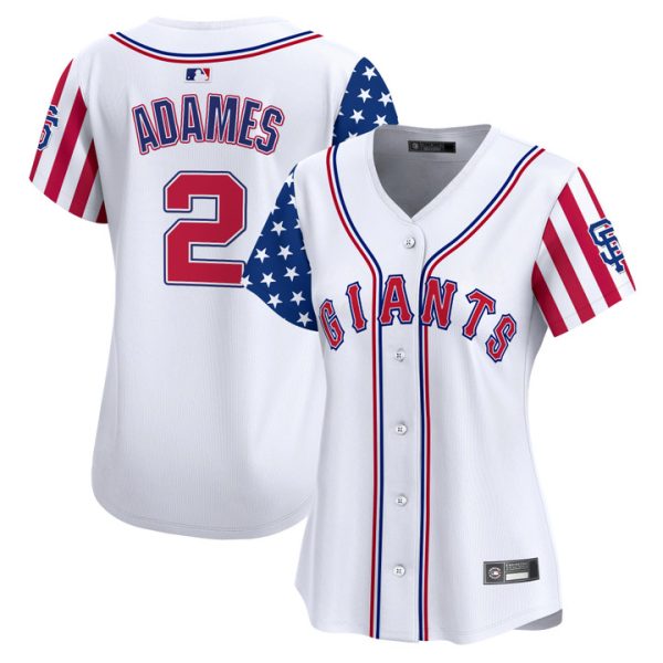 Women's San Francisco Giants 2025 Independence Day Vapor Premier Limited Jersey Stitched White Willy Adames
