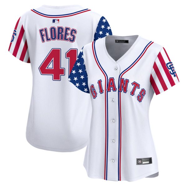 Women's San Francisco Giants 2025 Independence Day Vapor Premier Limited Jersey Stitched White Wilmer Flores