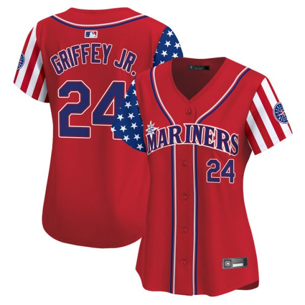 Women's Seattle Mariners 2025 Independence Day Vapor Premier Limited Jersey Stitched Red Ken Griffey Jr.