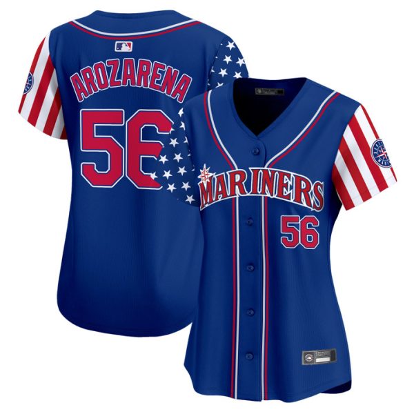 Women's Seattle Mariners 2025 Independence Day Vapor Premier Limited Jersey Stitched Royal Randy Arozarena