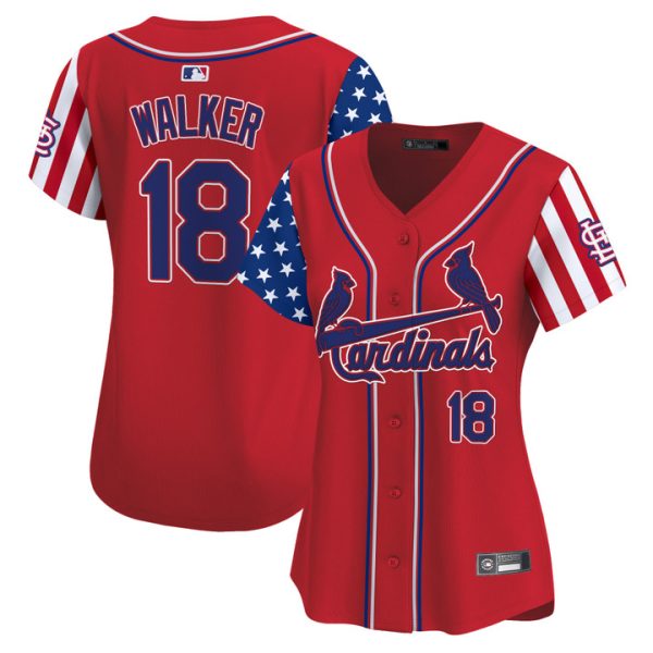 Women's St. Louis Cardinals 2025 Independence Day Vapor Premier Limited Jersey V2 Stitched Red Jordan Walker