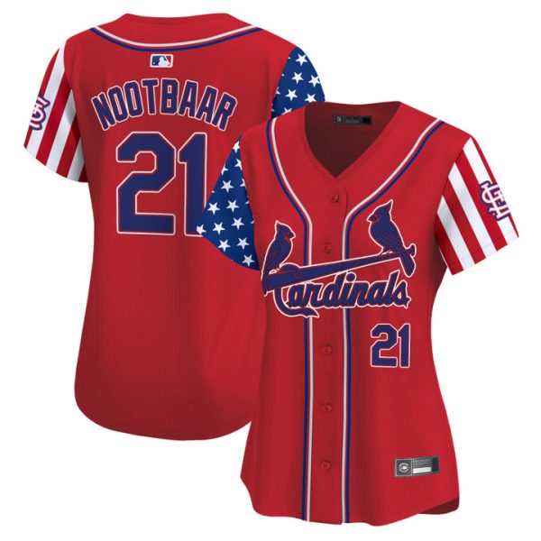Women's St. Louis Cardinals 2025 Independence Day Vapor Premier Limited Jersey V2 Stitched Red Lars Nootbaar