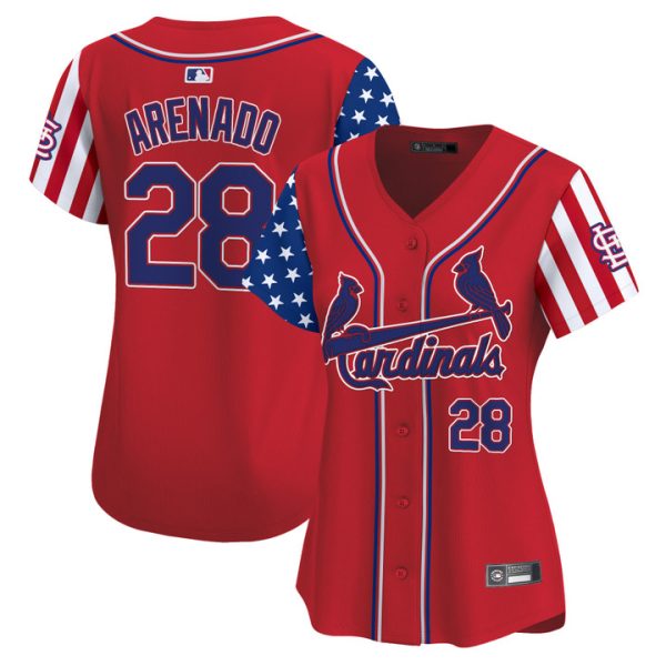 Women's St. Louis Cardinals 2025 Independence Day Vapor Premier Limited Jersey V2 Stitched Red Nolan Arenado