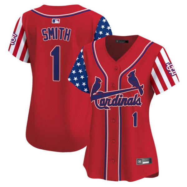 Women's St. Louis Cardinals 2025 Independence Day Vapor Premier Limited Jersey V2 Stitched Red Ozzie Smith